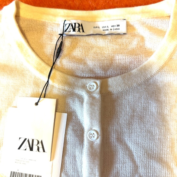 Zara ecru basic wool blend knit sweater with buttons NWT - Picture 5 of 9